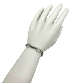 CHANEL Coco Mark Metal Rhinestone Curb Chain Bracelet in Silver 89816