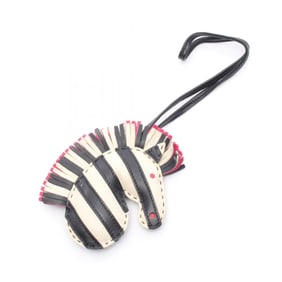 Hermes Hermès GG Savannah Charm Accessory Leather Anjo Miro Women's Ivory Black Rose Mexico