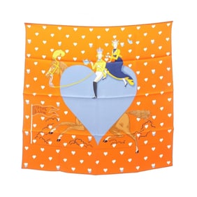 Hermes Hermès Carré 70 Tea Time Silk Scarf for Women, Orange Multicolor