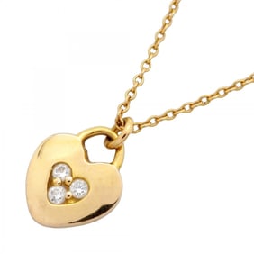 Tiffany Heart Lock Necklace 3PD 18KPG Pink Gold Diamond Women's
