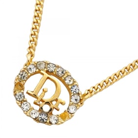 Christian Dior Oval Necklace with GP Plated Rhinestones in Gold for Women