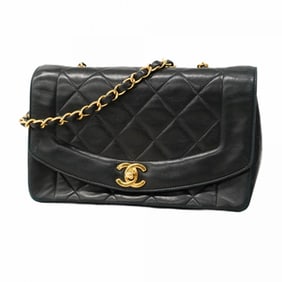 Chanel Matelasse Shoulder Bag with Chain Bag, Lambskin, Black, Women's, P1523896