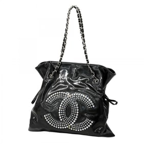 Chanel Shoulder Bag, Chain Patent Leather, Black, Women's, P1560536