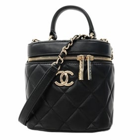 Chanel Matelasse Vanity Bag with Chain Shoulder Strap, Black and Champagne Lambskin, 2-Way for
