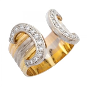 Cartier 2C Ring in 18K Yellow Gold, White Pink and Diamonds, #52, Women's