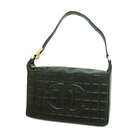 Chanel Chocobar Shoulder Bag in Black Lambskin and Champagne, Women's, P1574928