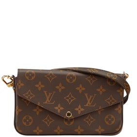 Louis Vuitton Monogram Pochette Felicie Shoulder Bag/Clutch Bag M61276 Brown Fuchsia Leather Women's