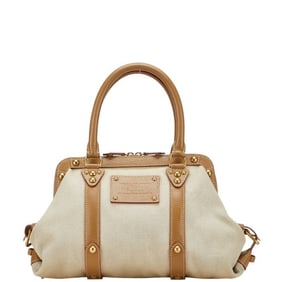 Louis Vuitton Sac de Nuit MM Handbag M48826 Beige Brown Canvas Leather Women's LOUIS VUITTON