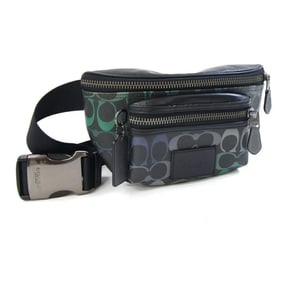Coach Signature Waist Bag C1293 Black Multicolor PVC Leather Pouch Hip Body Men's COACH