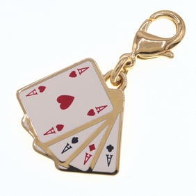 Prada Charm Playing Cards Gold Metal Bag Necklace for Women