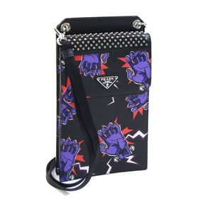 Prada Shoulder Bag 2ZH068 Black Leather Pochette Sacoche Smartphone with Case for Men and Women