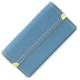 Louis Vuitton Suhali Porte Tresor International Tri-fold Wallet M91837 Blue Long for Women with