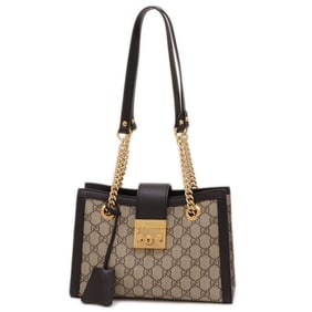 Gucci GG Supreme Shoulder Bag Beige Black 498156