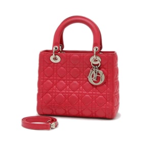Christian Dior Dior Lady Cannage 2-Way Shoulder Bag in Pink Lambskin