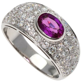 BVLGARI Pink Sapphire Pavé Diamond Ring in 18K White Gold for Women