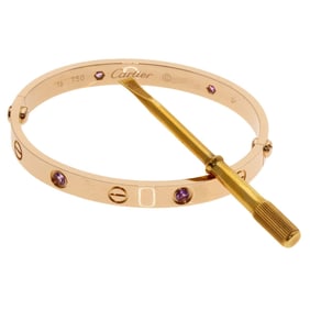 Cartier Love Bracelet, Pink Sapphire with Screwdriver, #16, 18K Gold, Women's