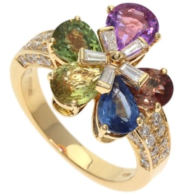 BVLGARI Flower Contrail Multicolored Sapphire and Diamond Ring in 18K Yellow Gold for Women