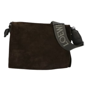 LOEWE B411FSAX02 Suede Calfskin Flamenco Satchel Bag, Crossbody Shoulder Olive, Men's