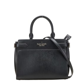 Kate Spade logo shoulder bag/handbag, 2-way, black leather, women's.