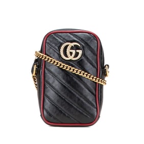 Gucci GG Marmont Chain Shoulder Bag 601577 Black Leather Women's GUCCI