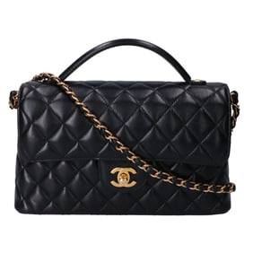 CHANEL AS5356B Top Handle Chain Shoulder Bag, Black, GD Hardware, Women's