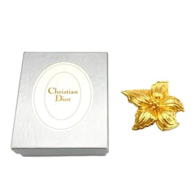 Christian Dior Dior Flower Motif Brooch Gold