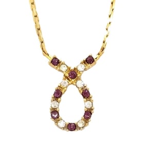 Christian Dior Necklace Gold Drop Motif Color Stone GP