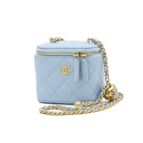 Chanel Matelasse Vanity Chain Shoulder Lambskin Light Blue AP2718