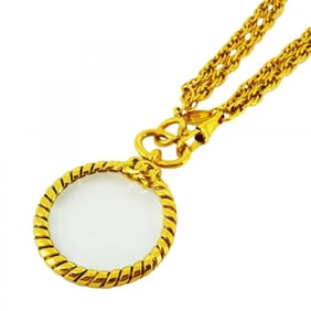 Chanel Necklace Coco Mark Magnifying Glass Circle GP Plated Gold Ladies