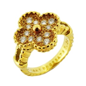 Van Cleef & Arpels Ring Alhambra 4PD K18YG Yellow Gold Diamond 0.32ct Size 9 Ladies