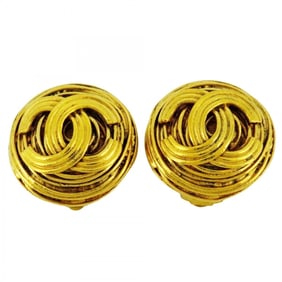 Chanel Earrings Coco Mark Circle GP Plated Gold Ladies