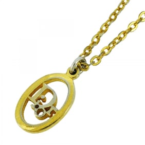 Christian Dior Necklace Oval GP Plated Gold Ladies
