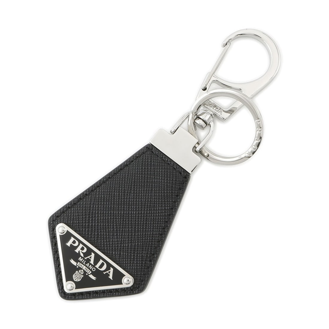 Prada Saffiano Triangle Keychain 2PP041 PRADA Charm Black
