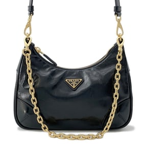 Prada Re-Edition 2005 Leather Patent Shoulder Bag 1BH204 PRADA 2-Way Black