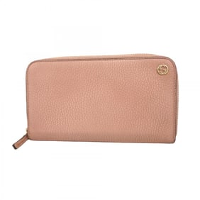 Gucci Interlocking G Long Wallet 449347 Leather Pink Women's