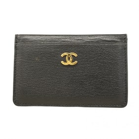 Chanel business card holder/card case, leather, black, women's