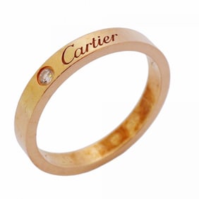 Cartier C Deux Engraved Ring, 1PD, 18KPG Pink Gold with Diamonds, #57, Men's