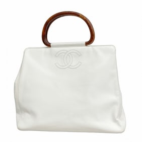 Chanel Caviar Leather Handbag White Women's P1567090
