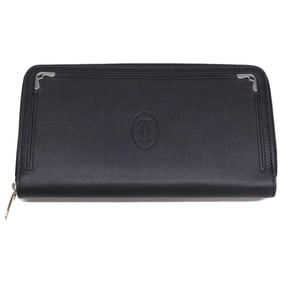 Cartier Must de Round Zip International Wallet (L3001489) with Coin Purse, Black, Women's