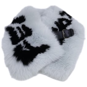 FENDI FNL121 1UY F07SQ Fox Fur Silk and Leather Tippet Belt in HERON+BLACK for Women