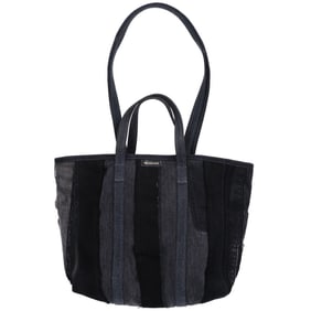 BALENCIAGA 671409 Balbès Medium Denim 2-Way Tote Bag, Black, Women's