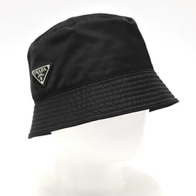 Prada Re-Nylon Triangle Bucket Hat 1HC137 Nylon Black # S S-159179