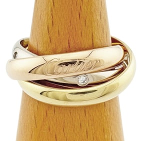 Cartier Trinity 3-Row Ring, Size 11, 18k Gold, Diamond, Women's, CARTIER