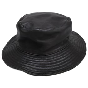 HERMES MOTSCH Leather Bucket Hat, Size 58, Black, Men's
