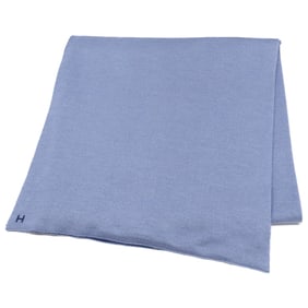 HERMES H logo two-tone cashmere and silk scarf in light blue navy for men
