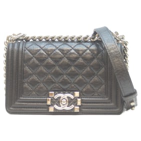 CHANEL No. 25 A67085 Black Vintage Calfskin with Silver Hardware, Boy Chanel 20 Small Chain Shoulder