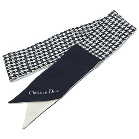 Christian Dior DIOR Logo Mitzah 100% Silk Scarf, Ivory x Black, Women's