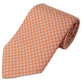 HERMES 759037T H Logo Silk Tie Orange Men's