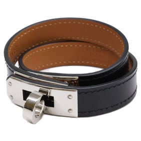 HERMES Kelly Double Tour Z-stamped Box Calf Leather Bracelet T2 Black Women's