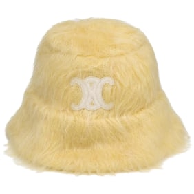 CELINE Triomphe Brushed Mohair Bucket Hat, 2A58Y270R, Yellow, Women's